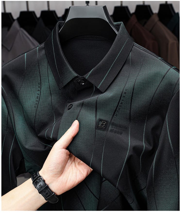 Black Greenly Stripe Office Wear Shirt - Image 1