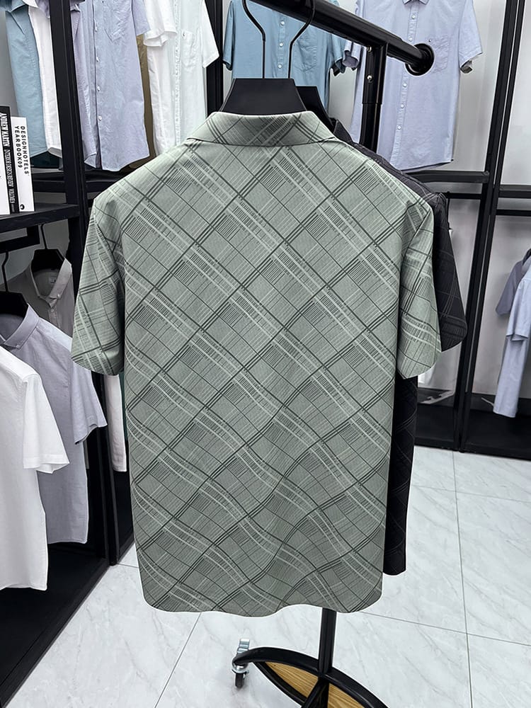 Sage Green Linear Texture Regular Fit Office Wear Shirt