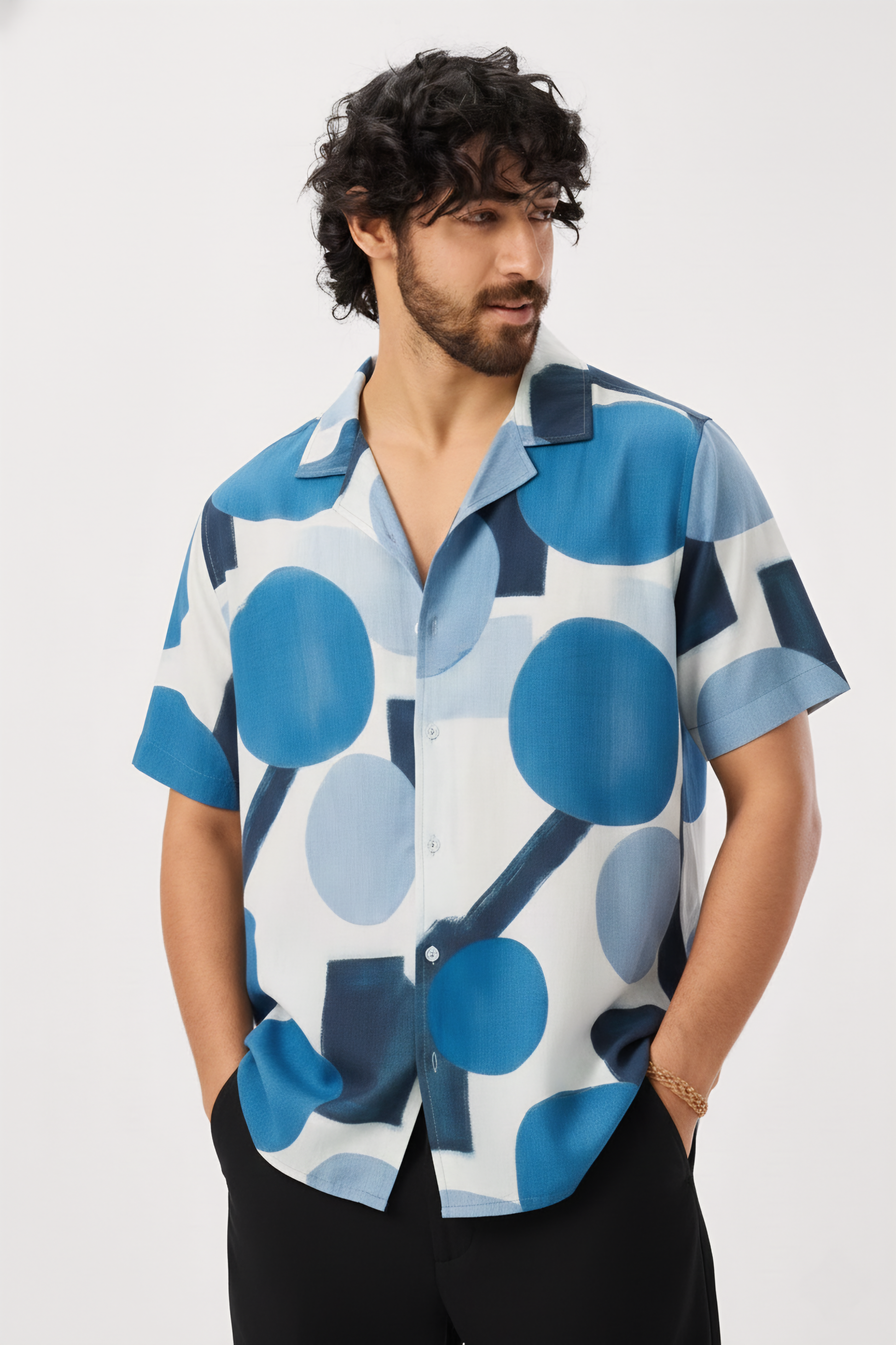Blue Geo Abstract Art Shirt