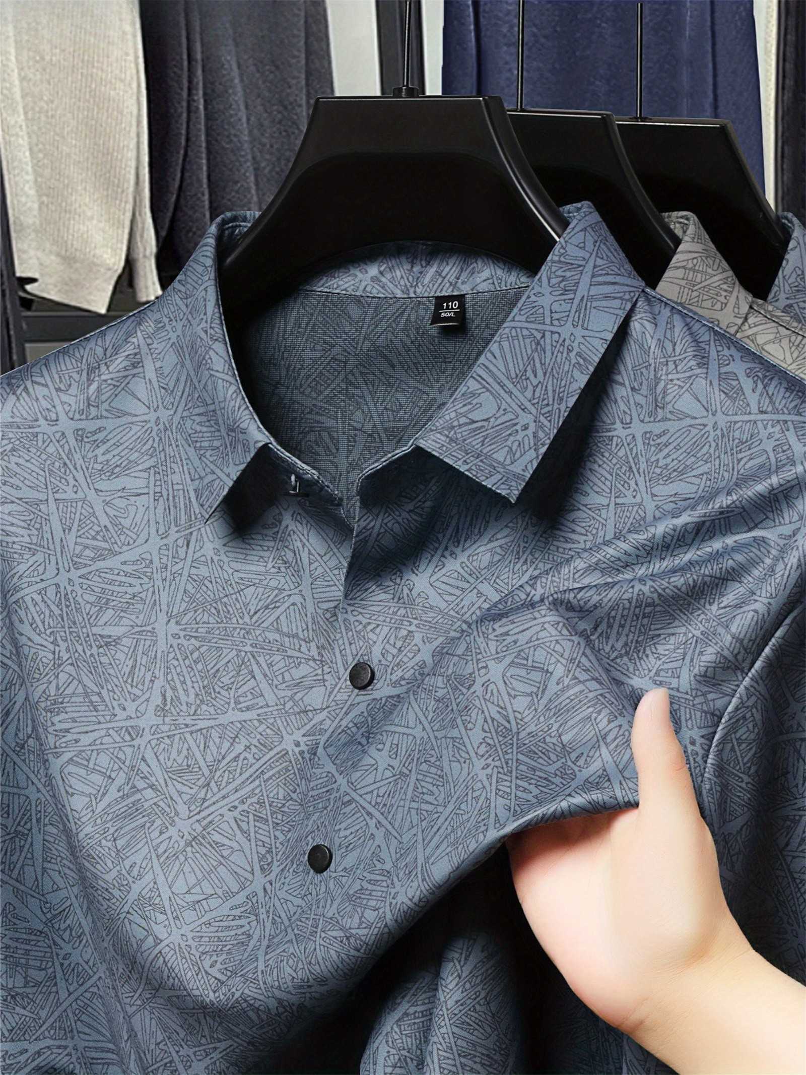 Slate Blue Abstract Print Slim Fit Shirt