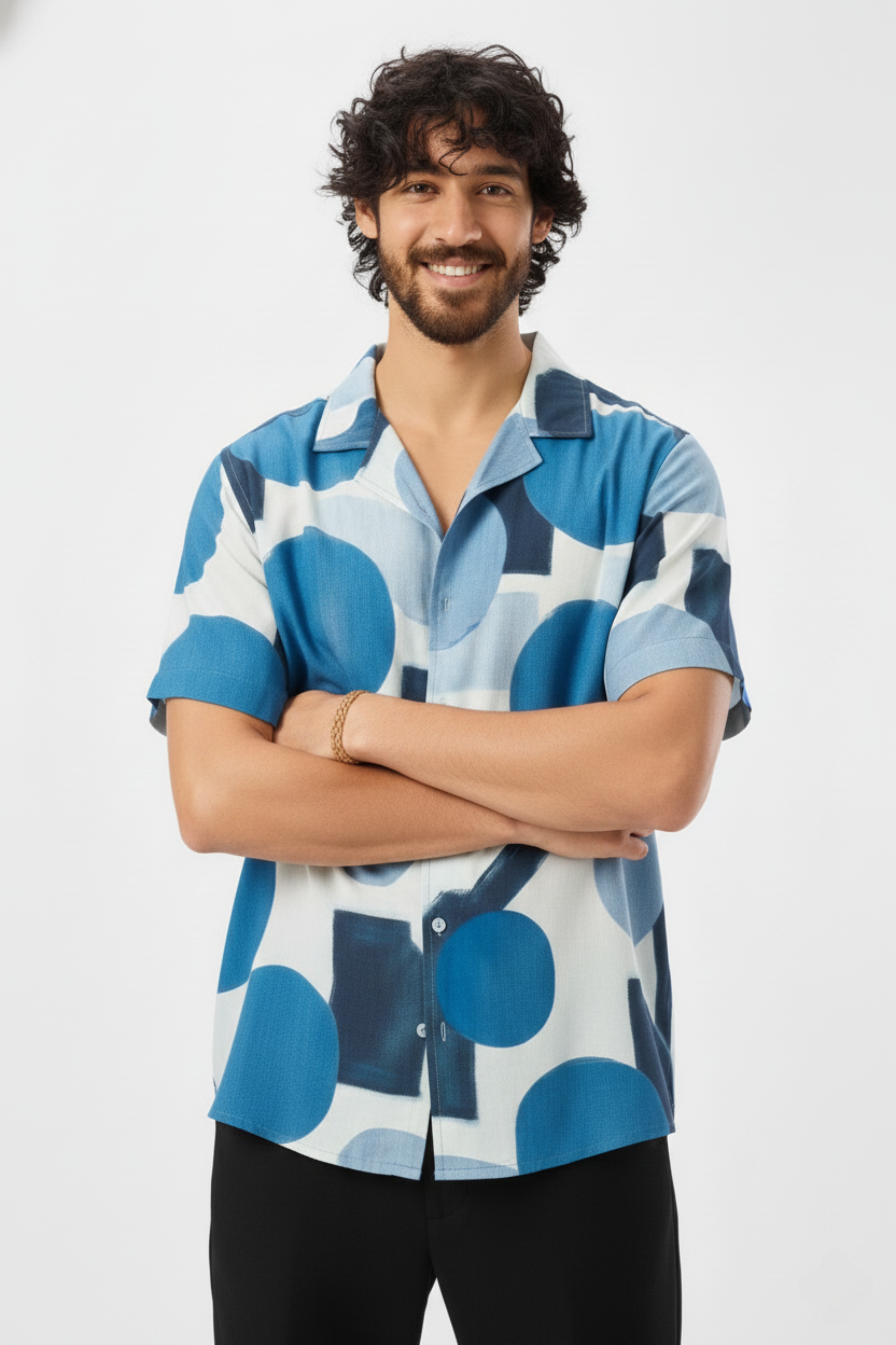 Blue Geo Abstract Art Shirt
