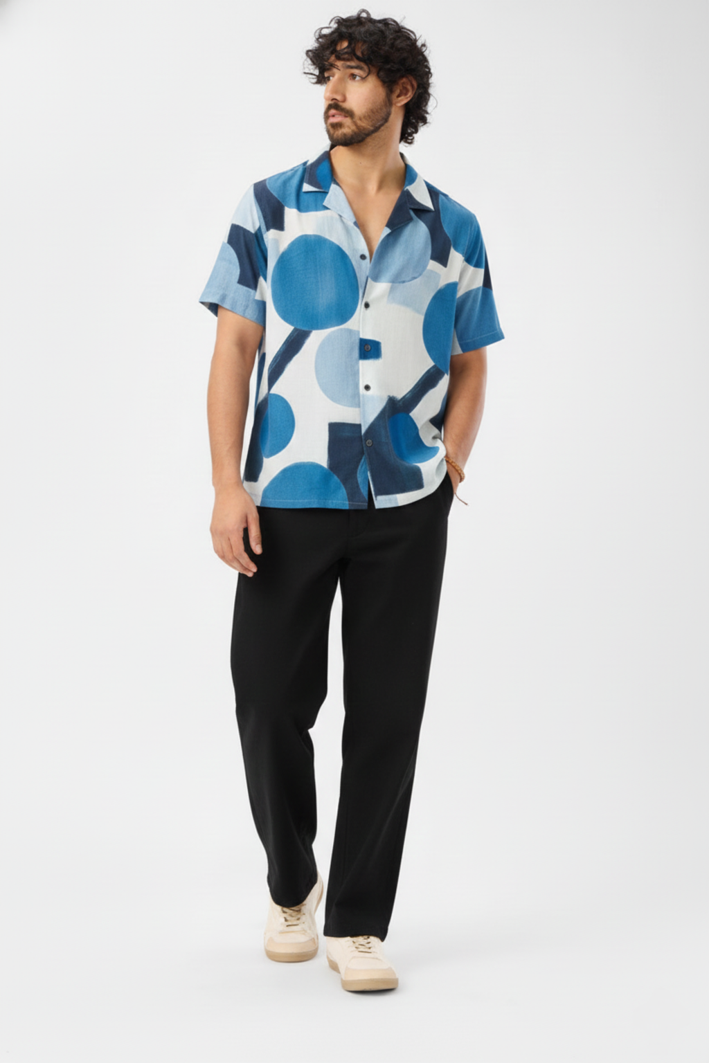 Blue Geo Abstract Art Shirt