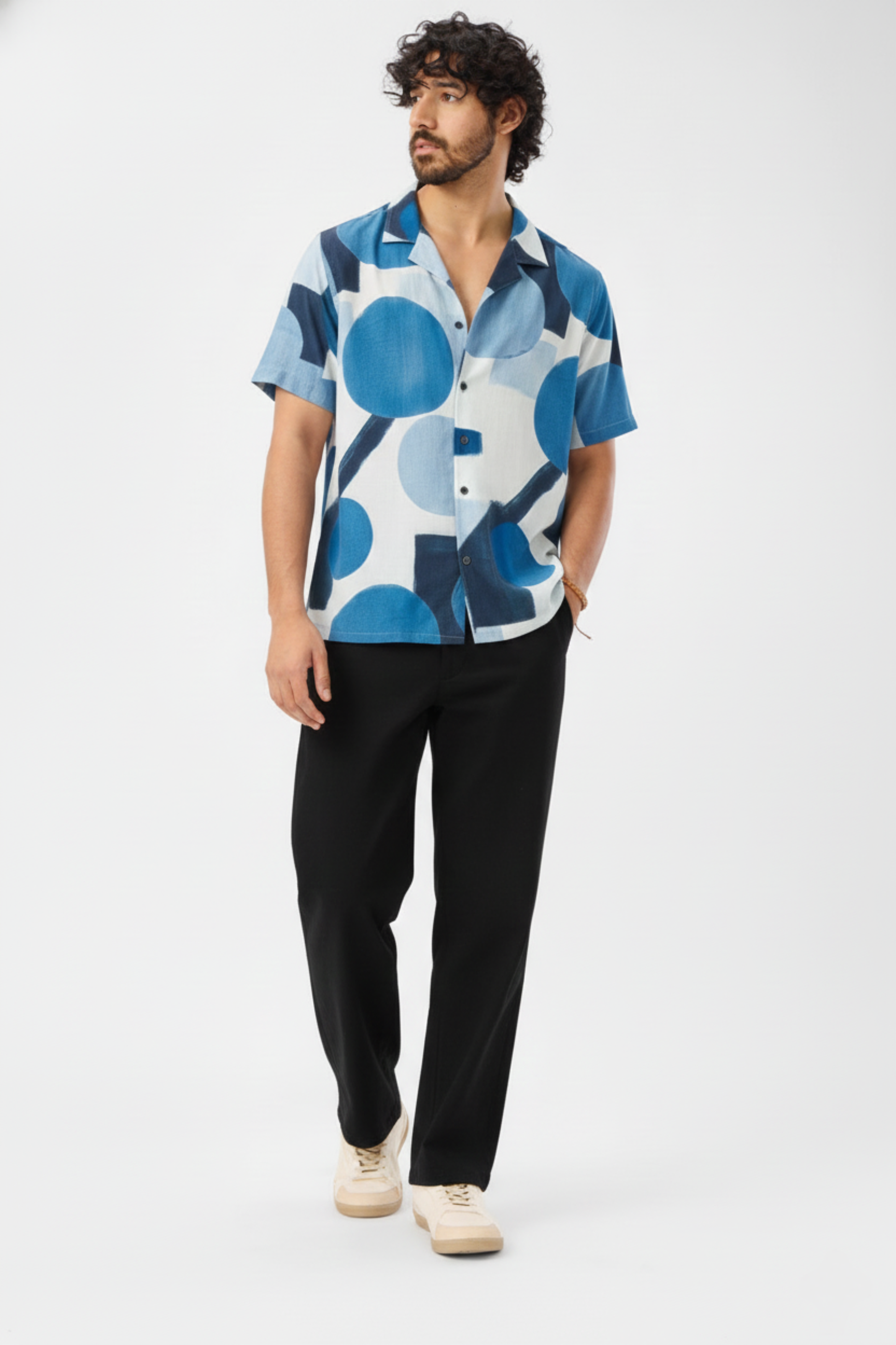 Blue Geo Abstract Art Shirt