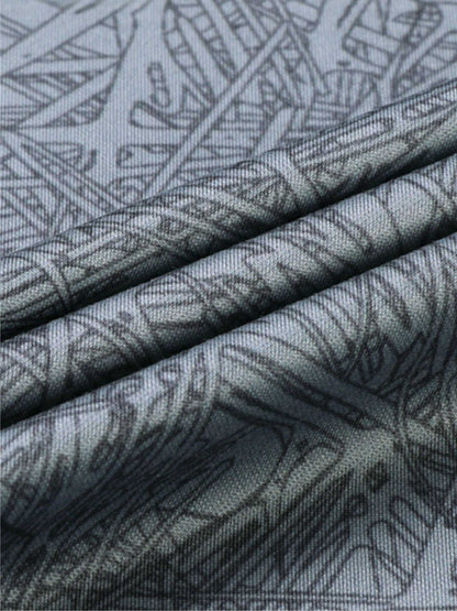 Slate Blue Abstract Print Slim Fit Shirt