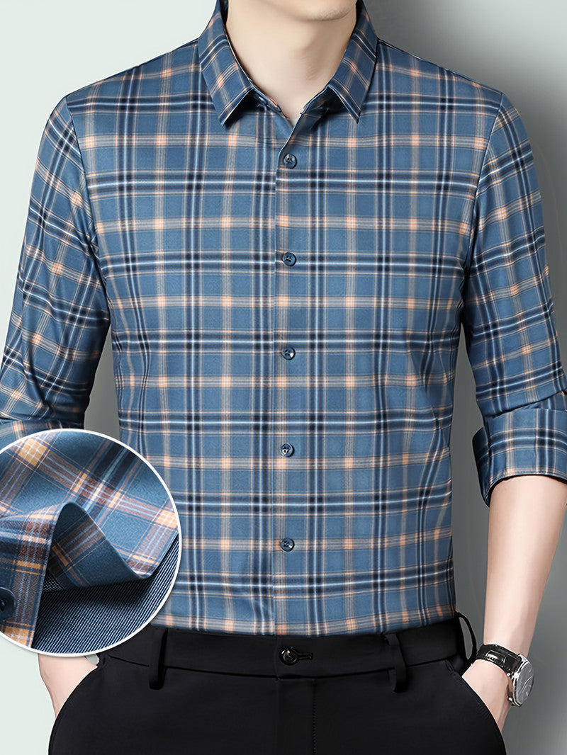 Ocean Blue Classic Check Slim Fit Shirt