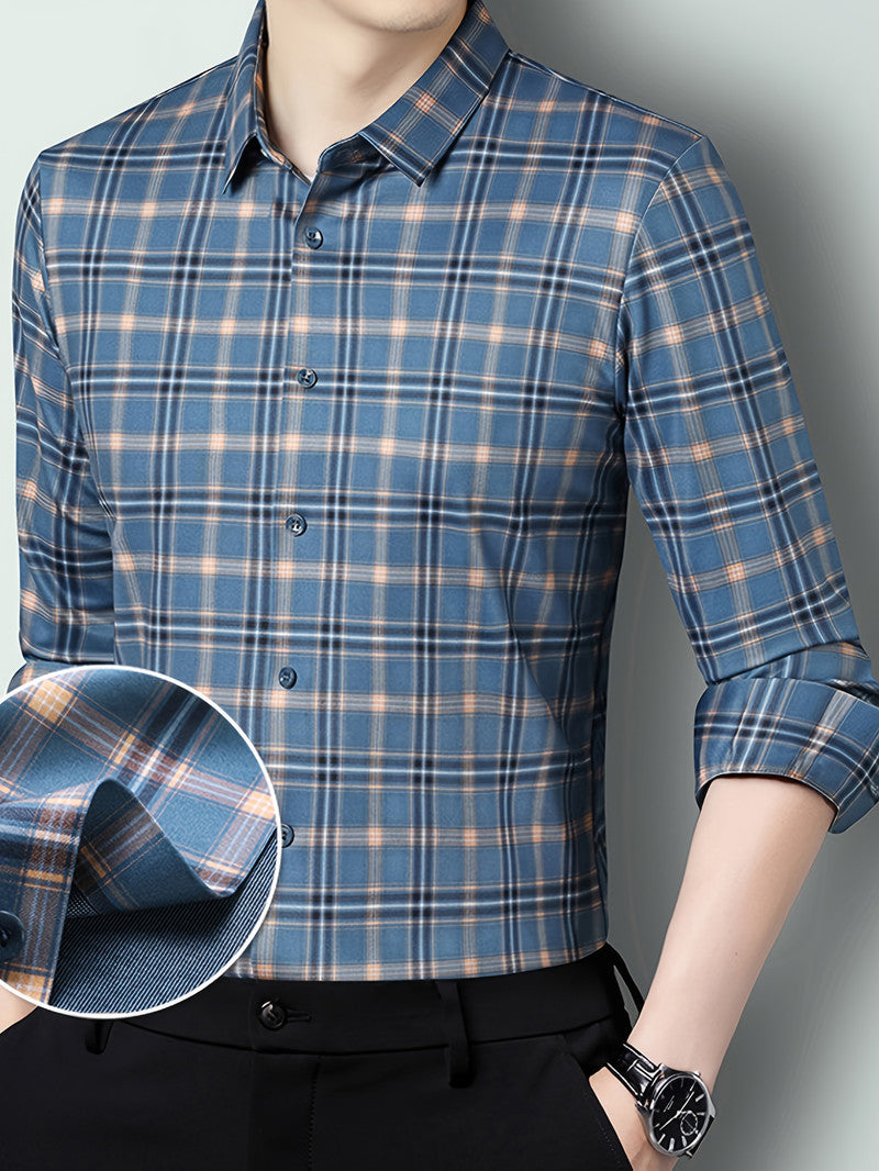 Ocean Blue Classic Check Slim Fit Shirt