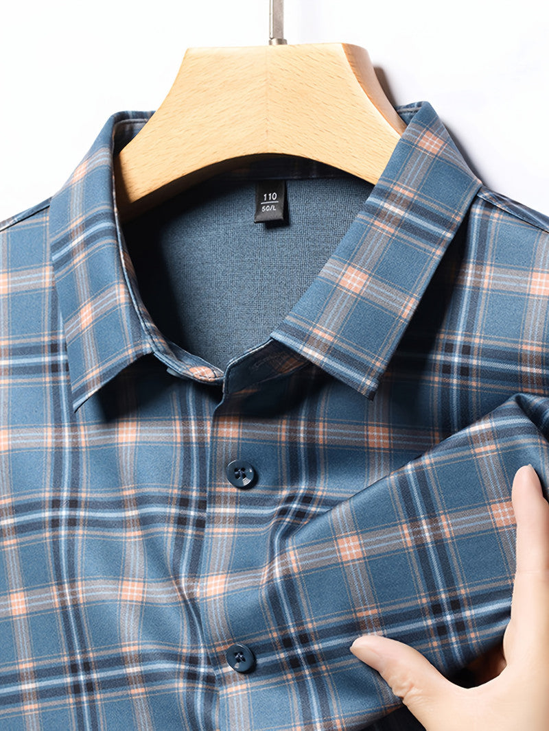 Ocean Blue Classic Check Slim Fit Shirt