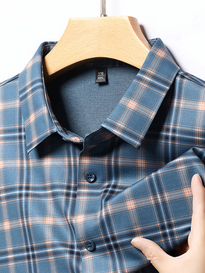 Ocean Blue Classic Check Regular Fit Office Shirt