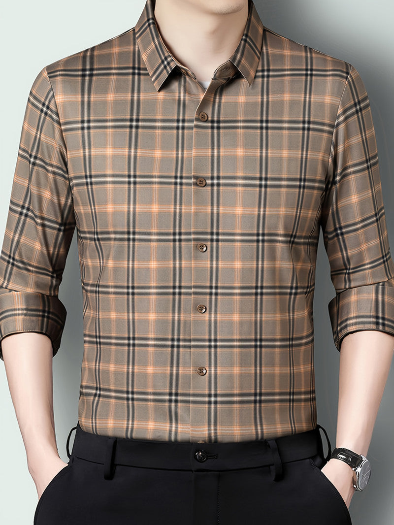Mocha Brown Classic Check Slim Fit Shirt