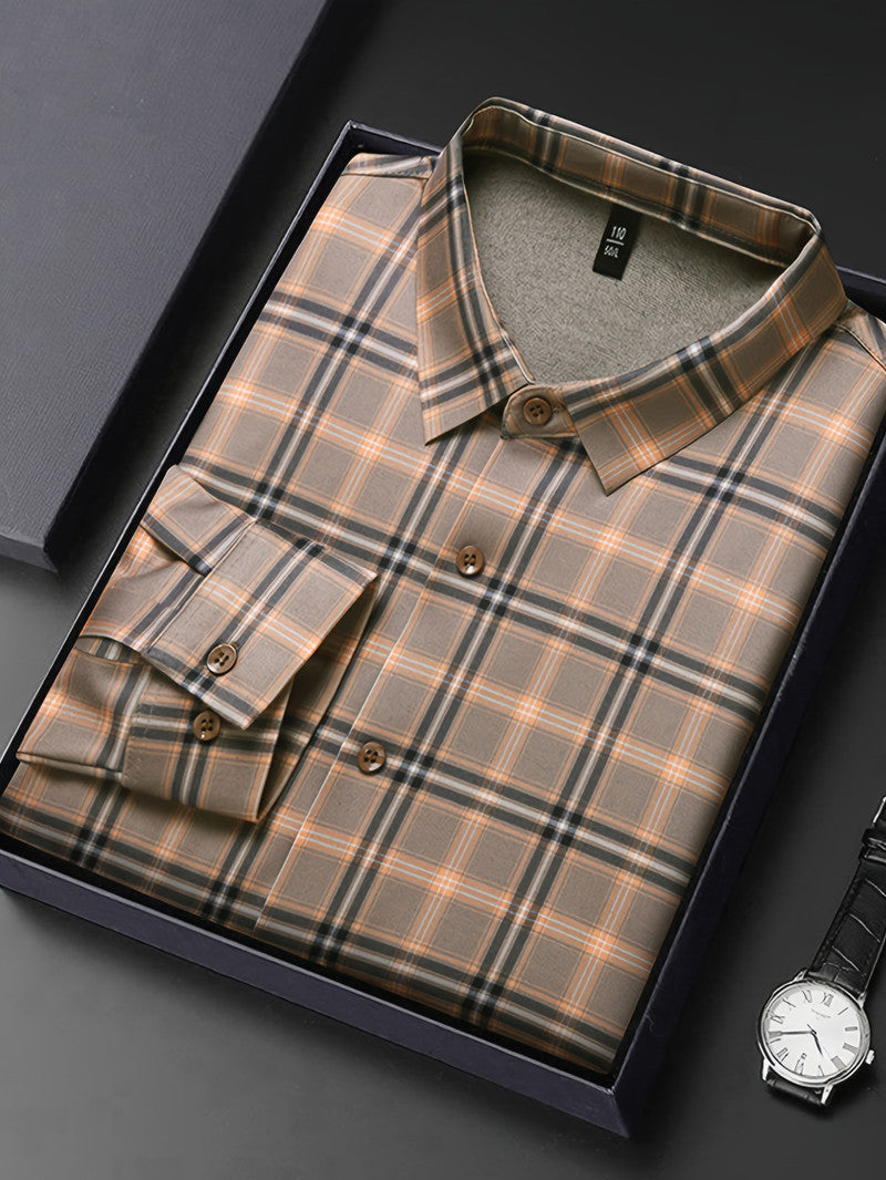 Mocha Brown Classic Check Slim Fit Shirt