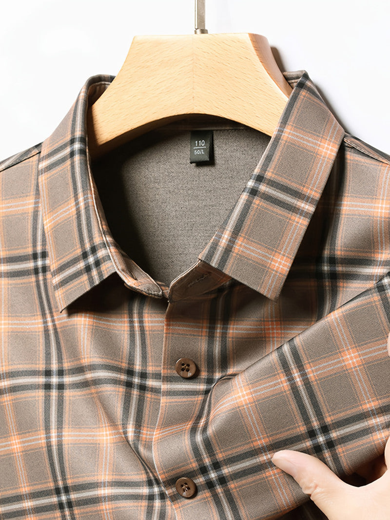 Mocha Brown Classic Check Slim Fit Shirt