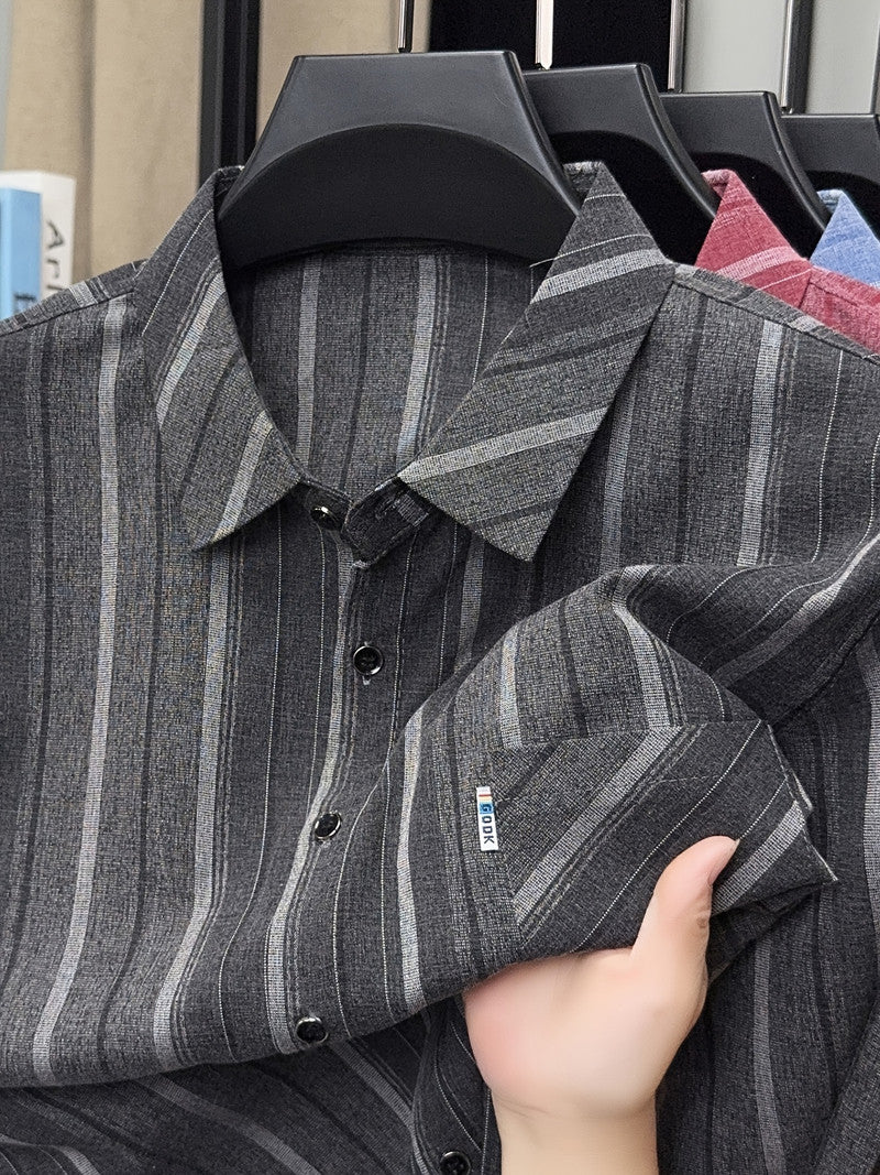 Charcoal Shadow Vertical Stripe Slim Fit Shirt