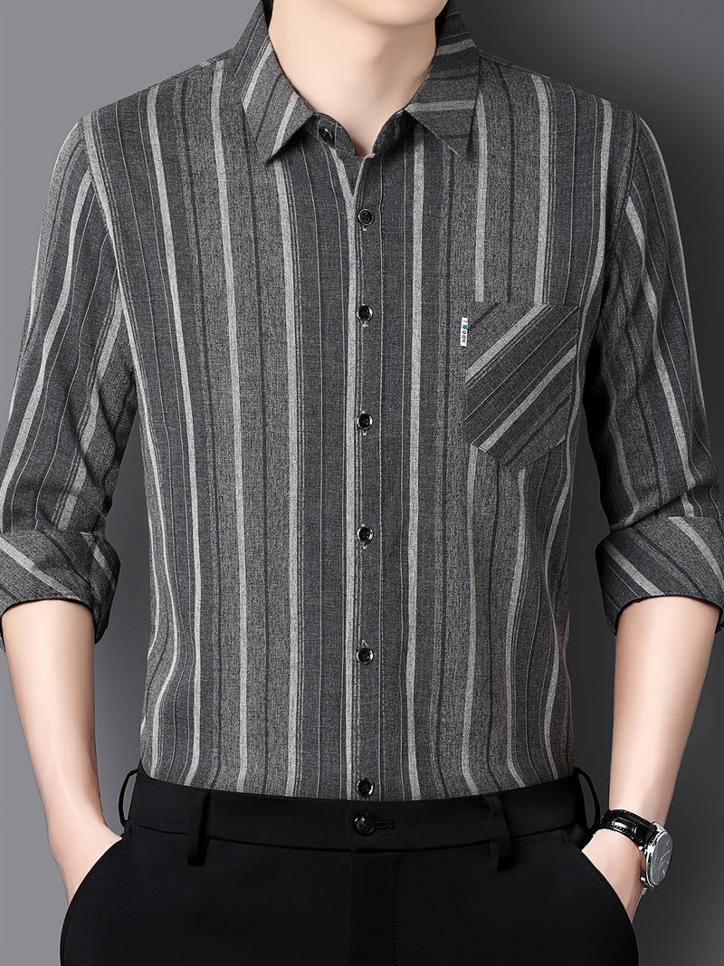 Charcoal Shadow Vertical Stripe Slim Fit Shirt