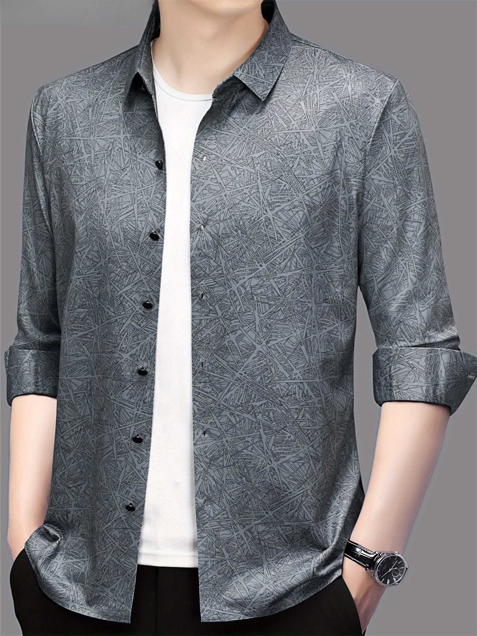 Graphite Abstract Print Slim Fit Shirt