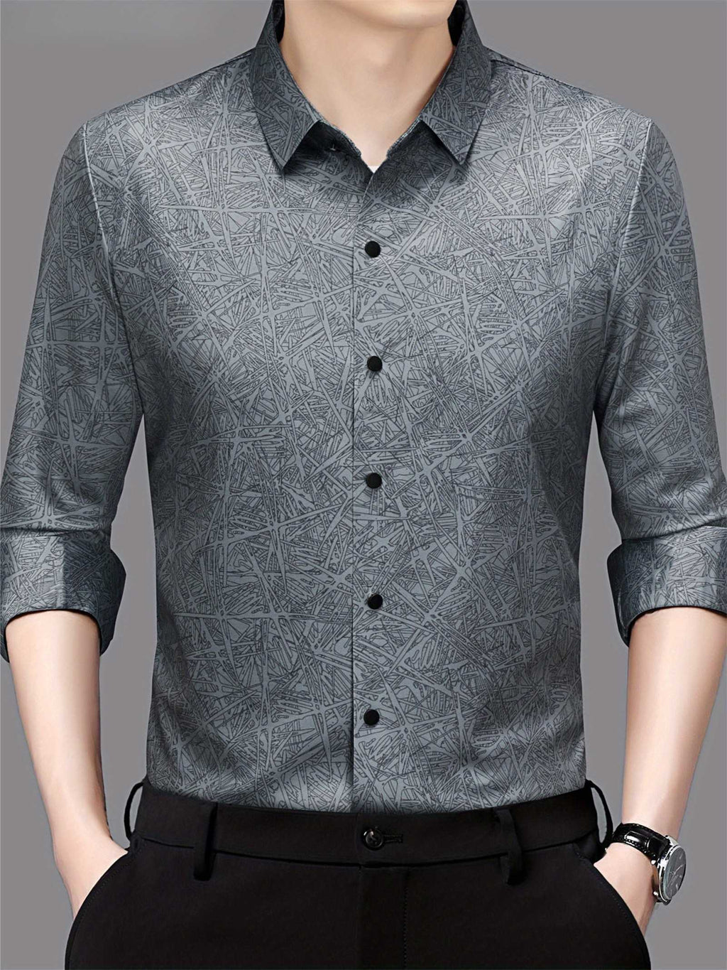 Graphite Abstract Print Slim Fit Shirt