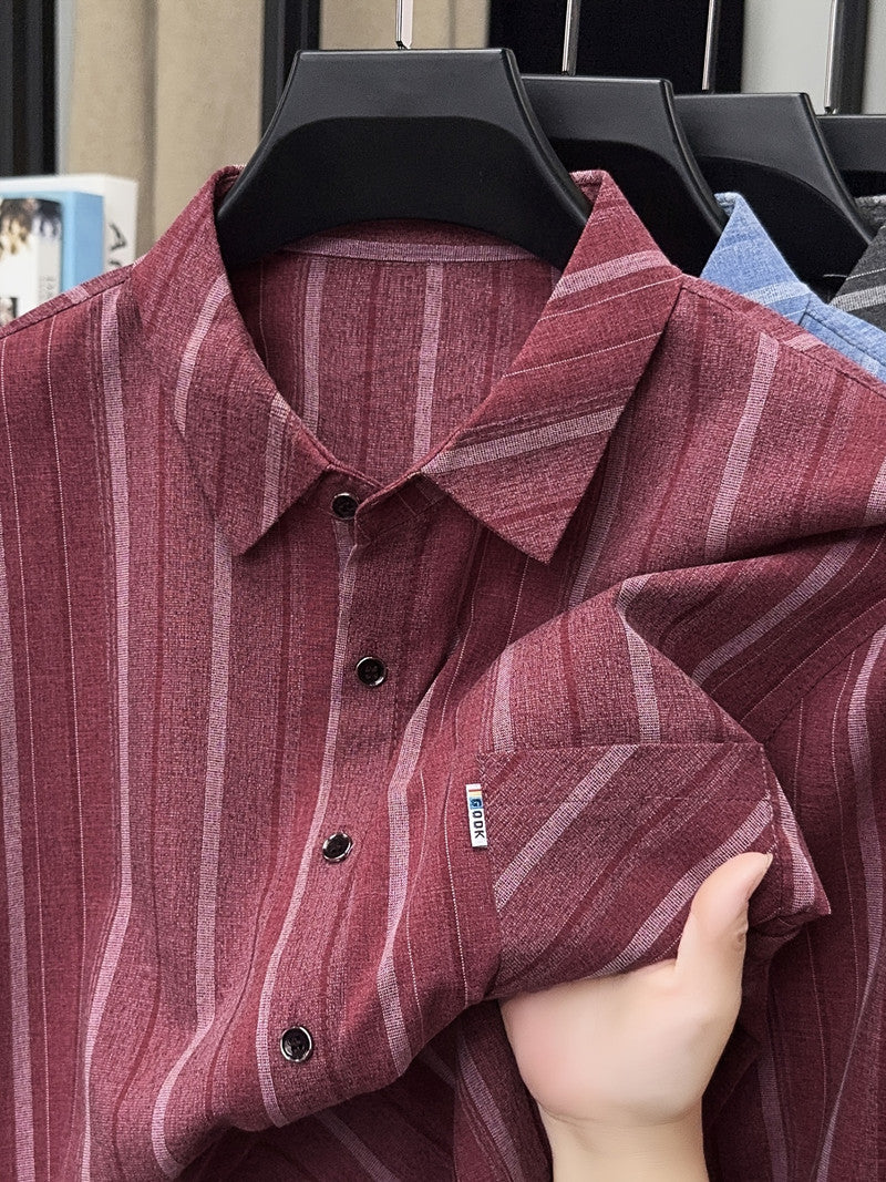 Maroon Heritage Vertical Stripe Slim Fit Shirt