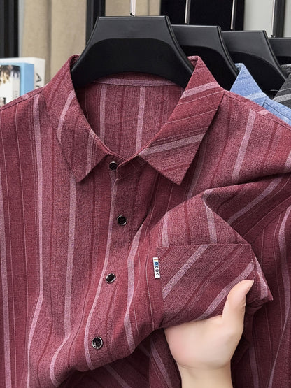 Maroon Heritage Vertical Stripe Regular Fit Office Shirt