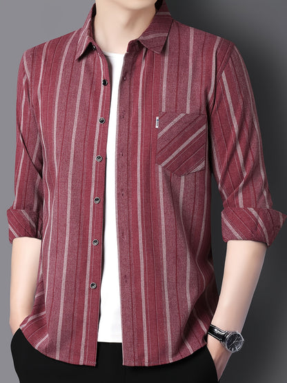 Maroon Heritage Vertical Stripe Regular Fit Office Shirt