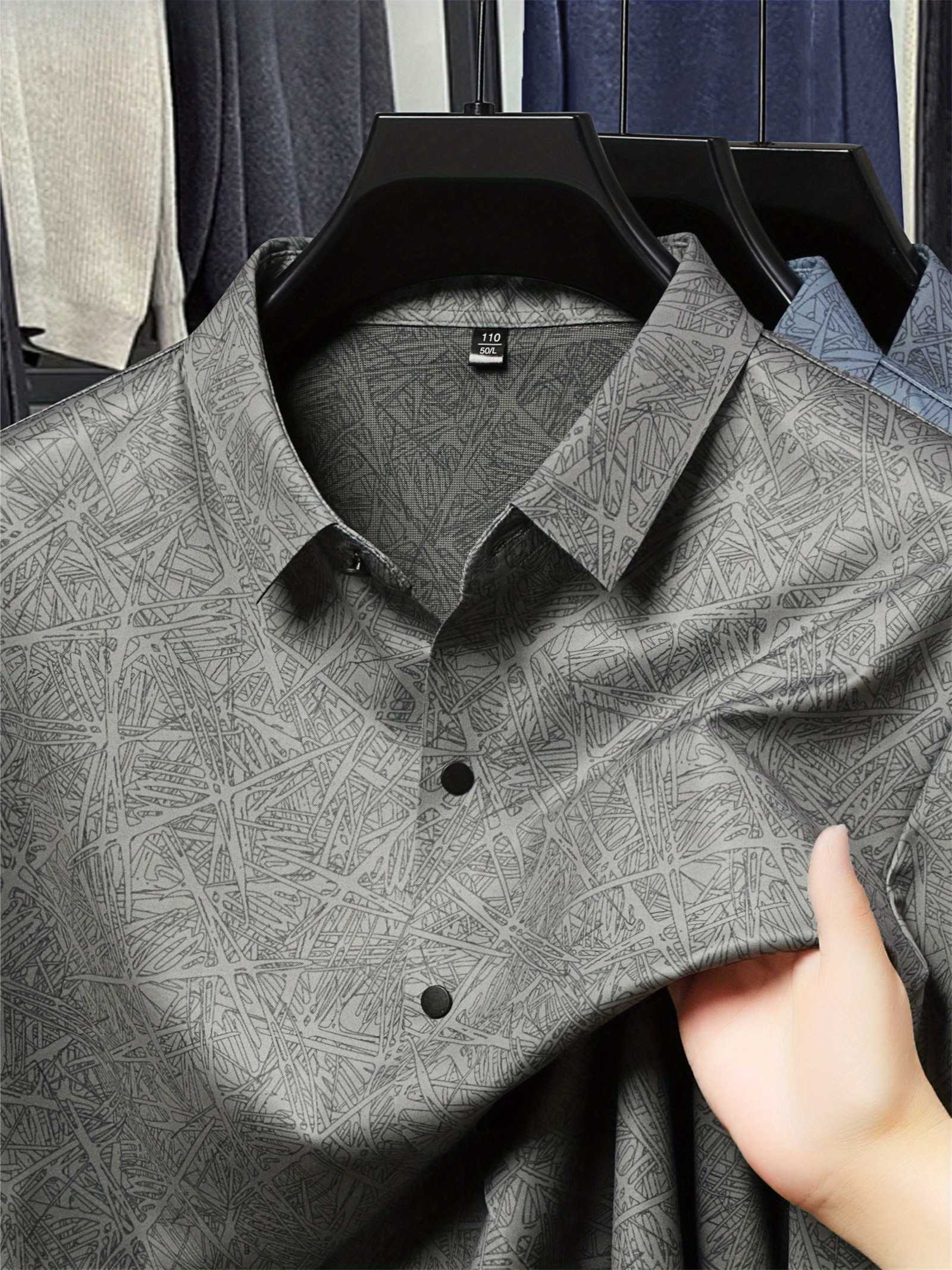 Ash Grey Abstract Print Slim Fit Shirt