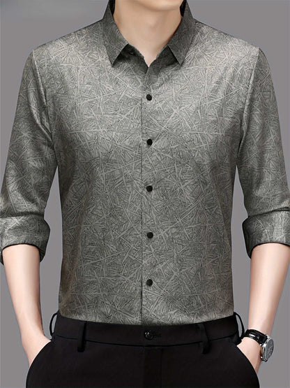 Ash Green Abstract Print Slim Fit Shirt