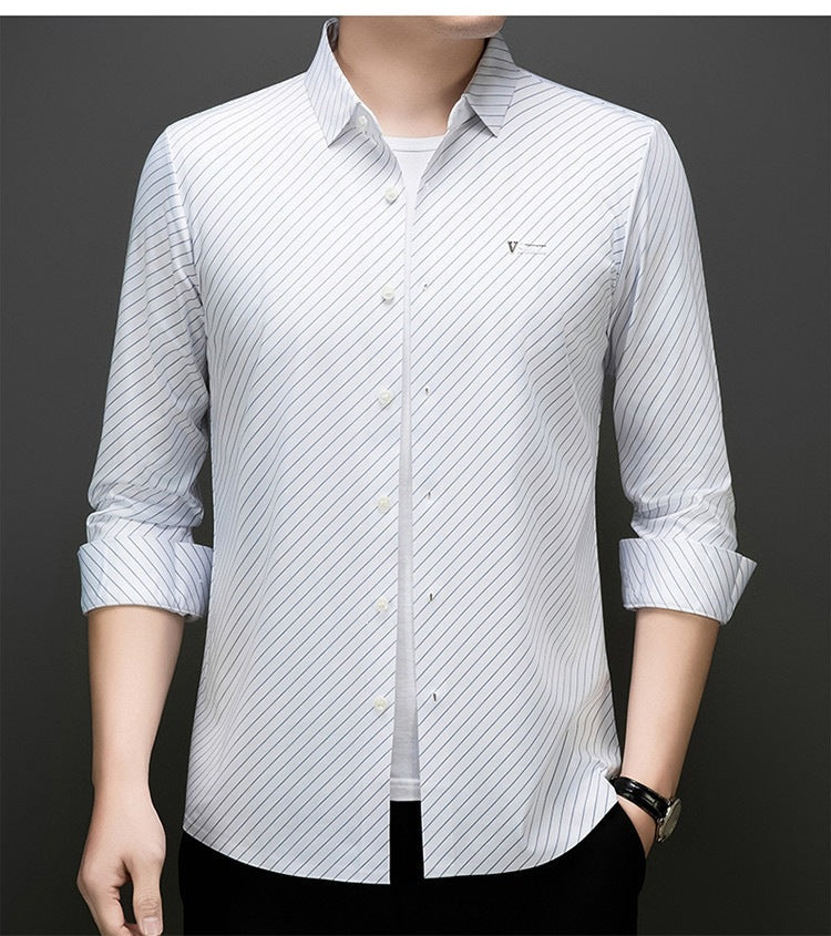 Ivory Pinstripe Regular Fit Office Shirt