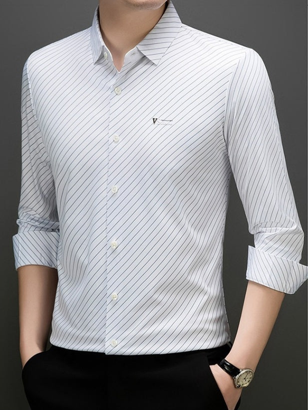 Ivory Pinstripe Regular Fit Office Shirt