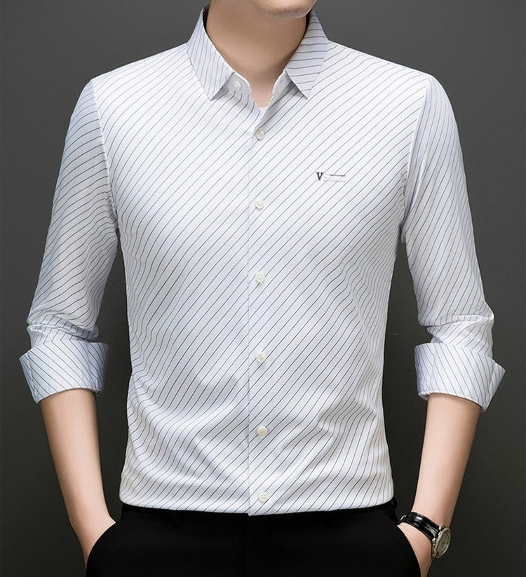 Ivory Pinstripe Regular Fit Office Shirt