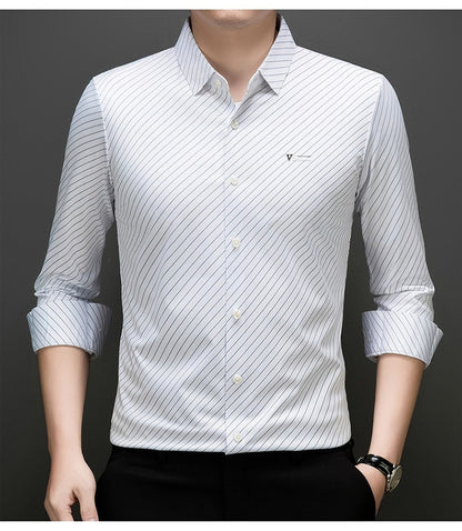 Ivory Pinstripe Regular Fit Office Shirt