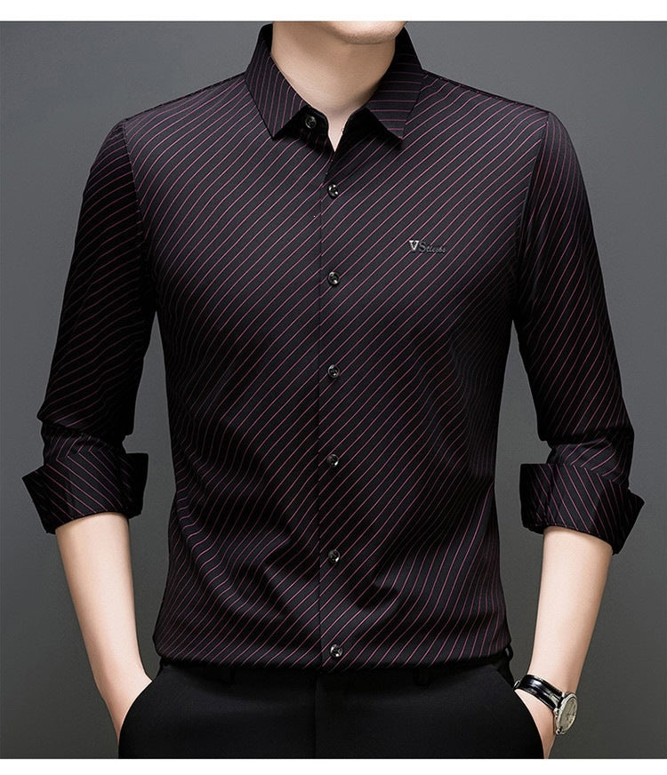 Maroon Pinstripe Regular Fit Office Shirt