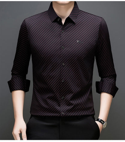 Maroon Pinstripe Regular Fit Office Shirt