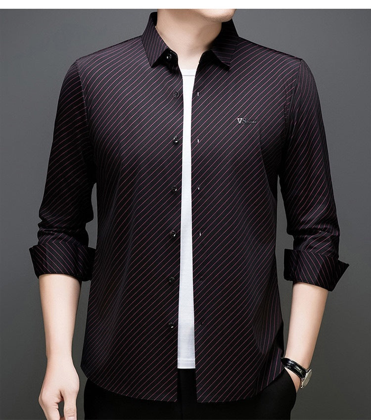 Maroon Pinstripe Regular Fit Office Shirt