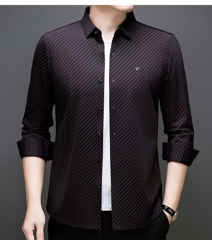 Maroon Pinstripe Regular Fit Office Shirt