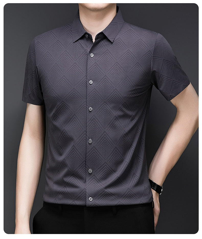 Graphite Grid Regular Fit Office Wear Shirt