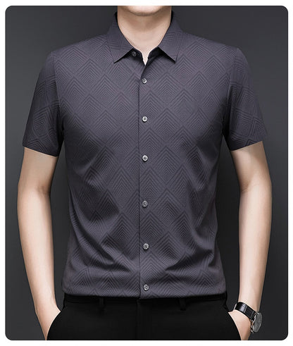 Graphite Grid Regular Fit Office Wear Shirt