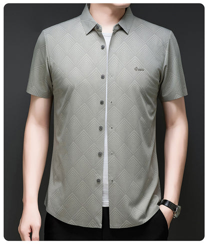 Sliver Mist Grid Regular Fit Office Wear Shirt