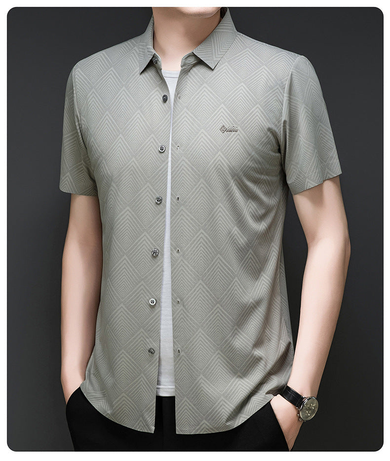 Sliver Mist Grid Regular Fit Office Wear Shirt