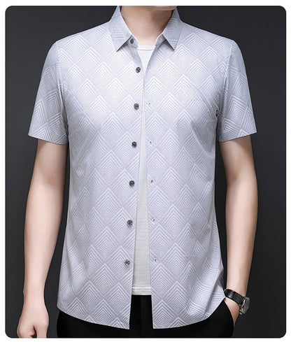 Crystal White Grid Regular Fit Office Wear Shirt