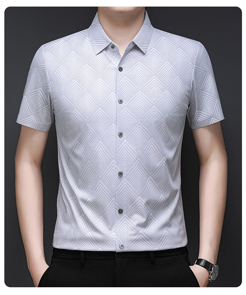 Crystal White Grid Regular Fit Office Wear Shirt