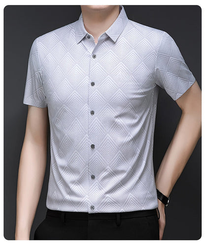 Crystal White Grid Regular Fit Office Wear Shirt