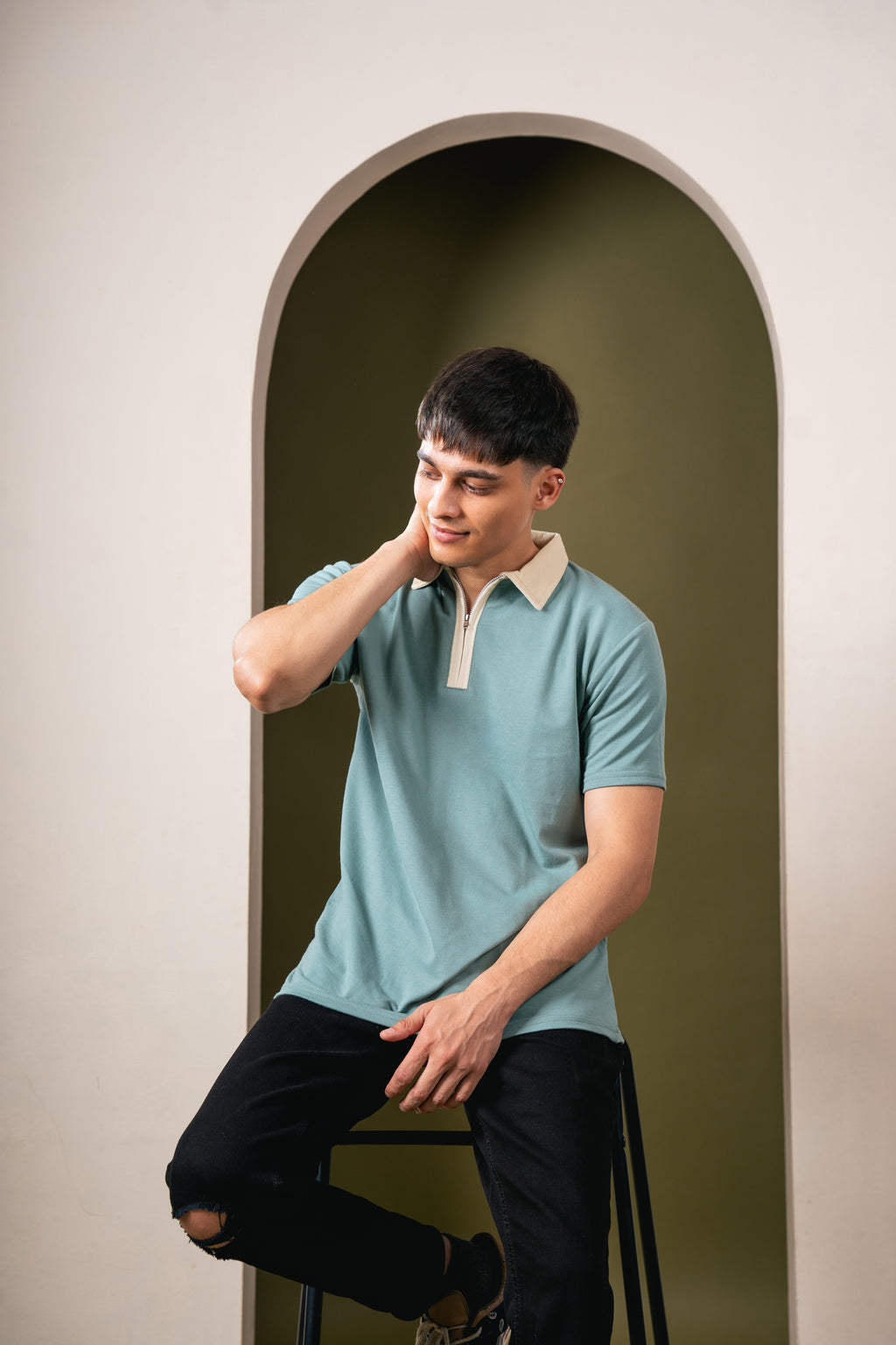 Monarch Zip Polo – Pistachio T-Shirt