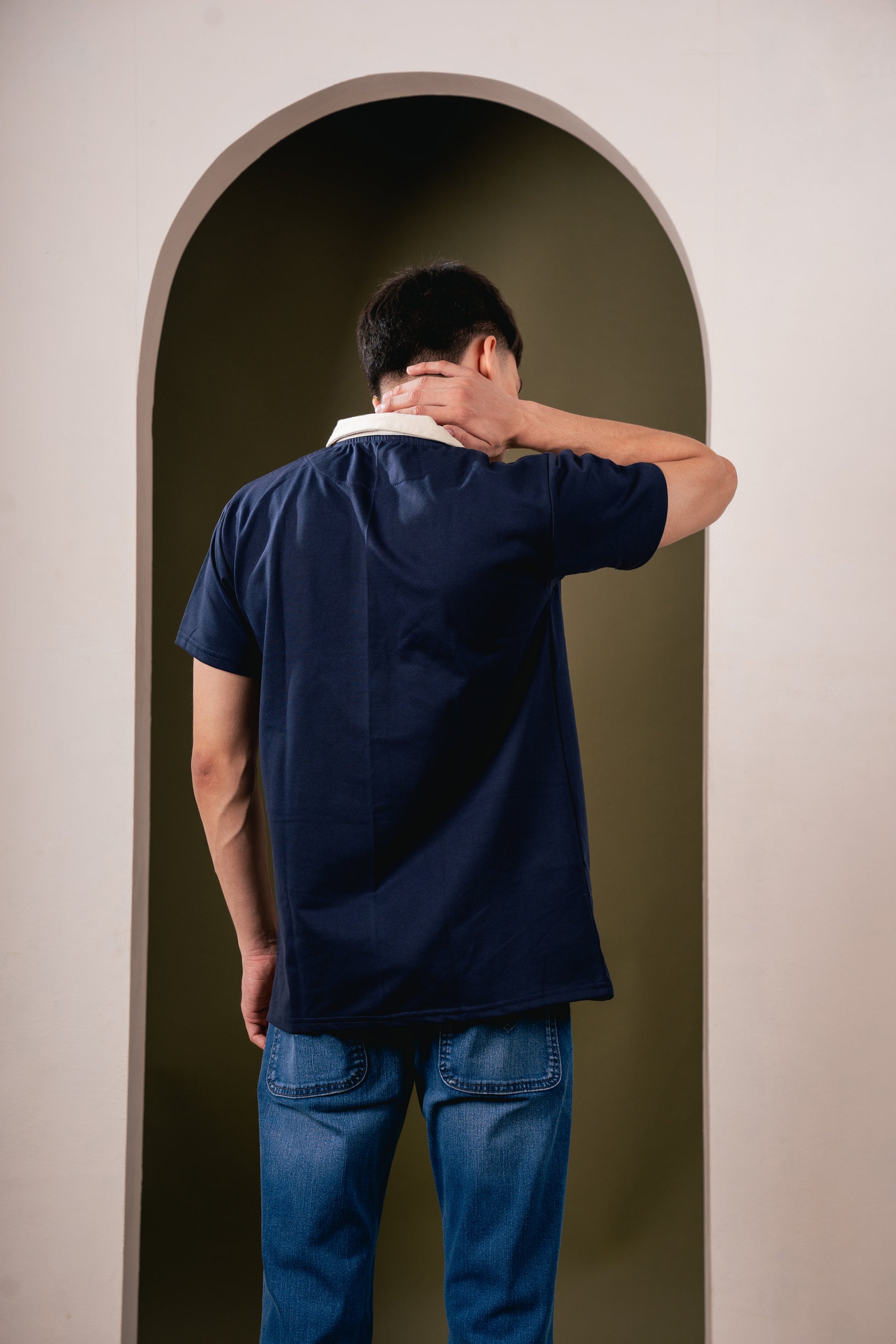 Monarch Zip Polo – Navy Blue T-Shirt