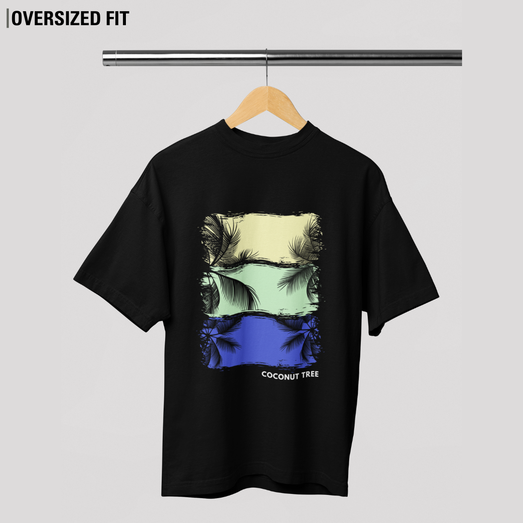 Coconut Tree Black Color Unisex Oversized T-Shirt – Wrap Wolf