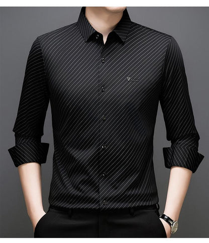 Midnight Pinstripe Regular Fit Office Shirt