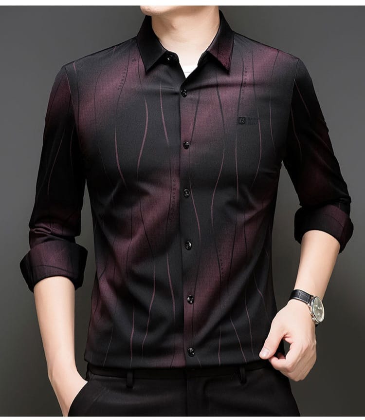 Black Wine Stripe Office Wear Shirt