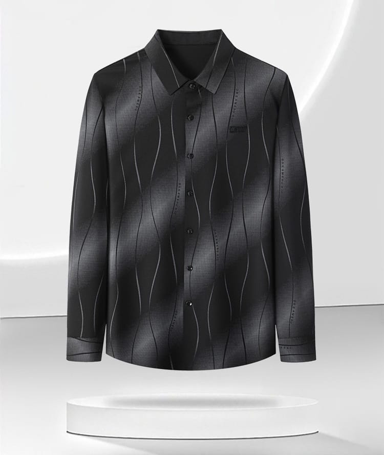 Black Frost Stripe Office Wear Shirt