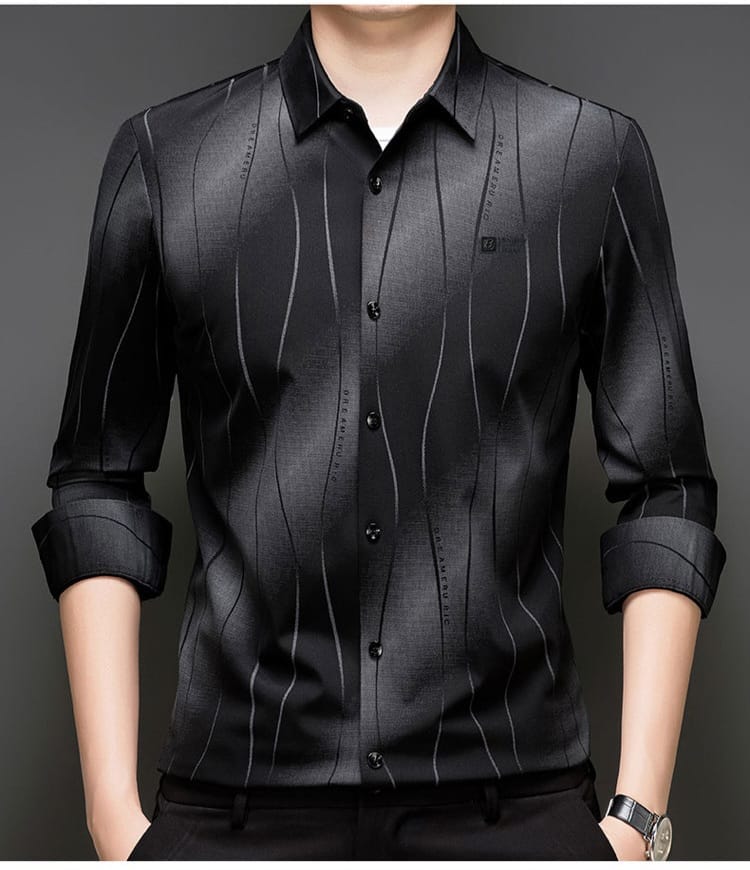 Black Frost Stripe Office Wear Shirt