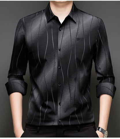 Black Frost Stripe Office Wear Shirt