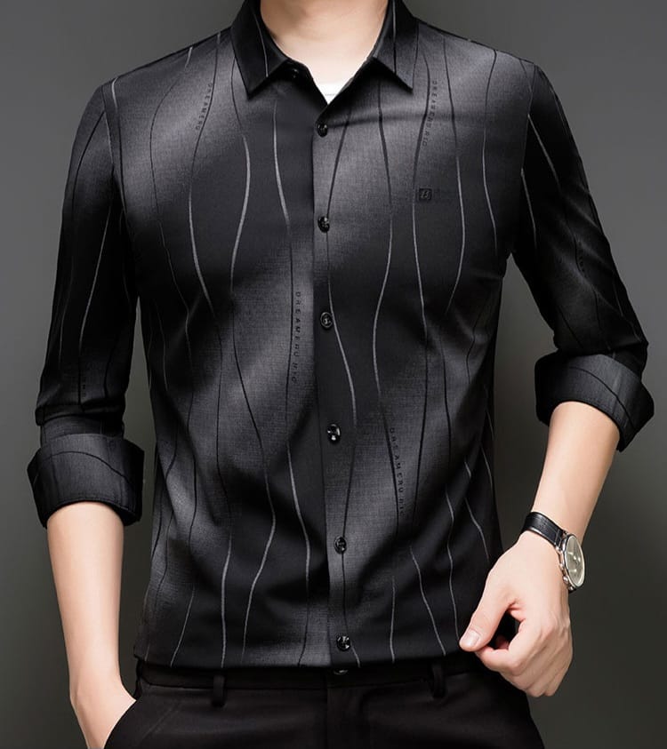 Black Frost Stripe Office Wear Shirt