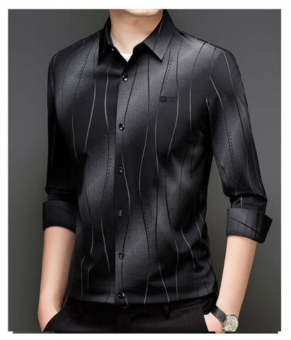 Black Frost Stripe Office Wear Shirt