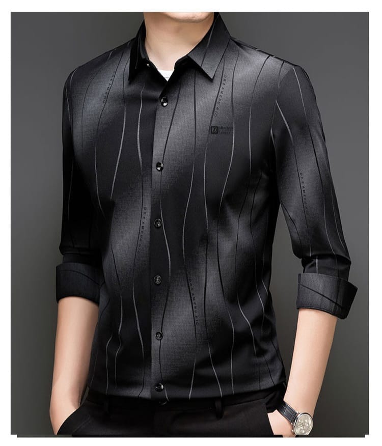 Black Frost Stripe Office Wear Shirt